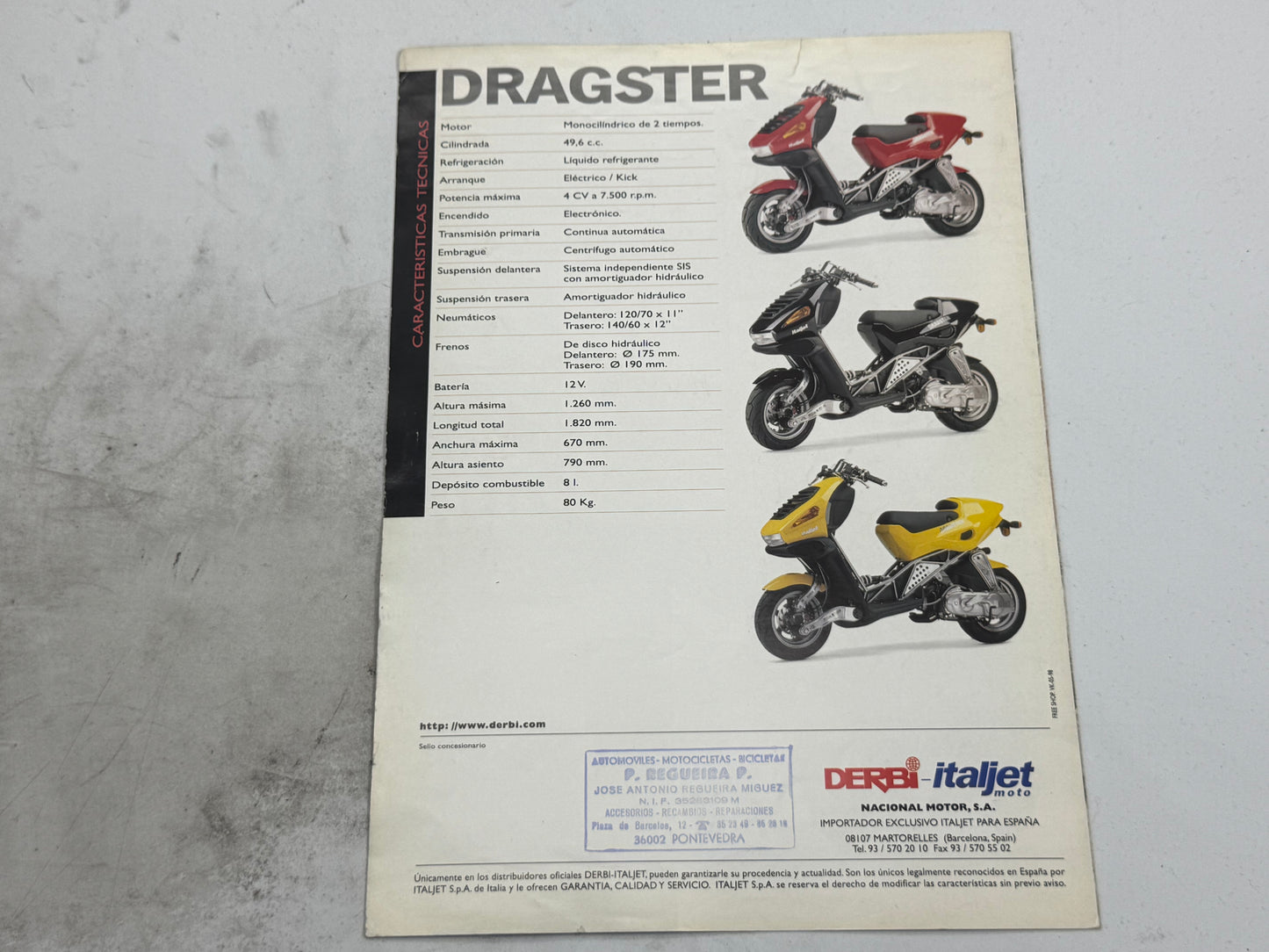 Italjet Dragster reclame boekje vintage