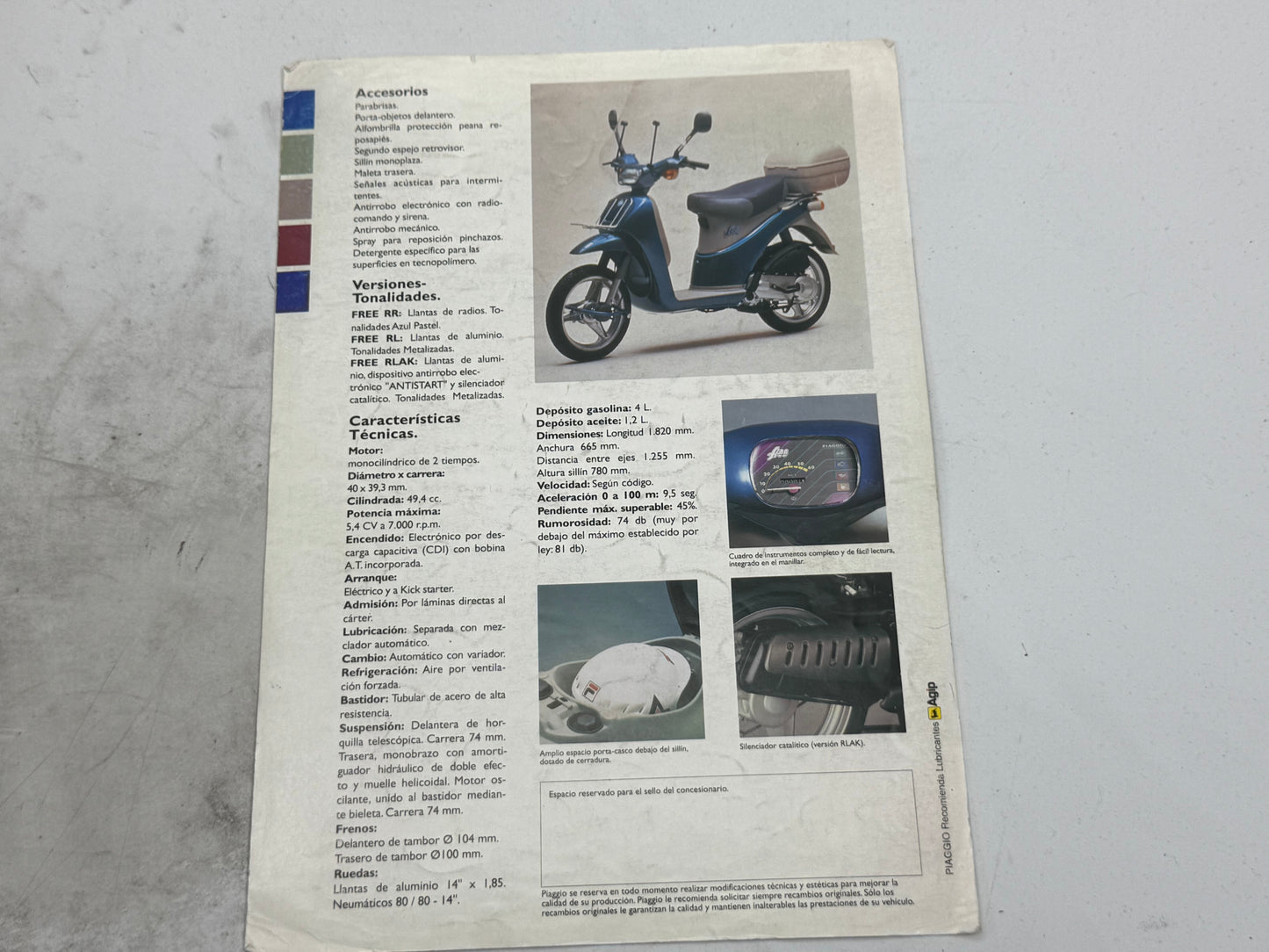 Piaggio FREE reclame blaadje vintage