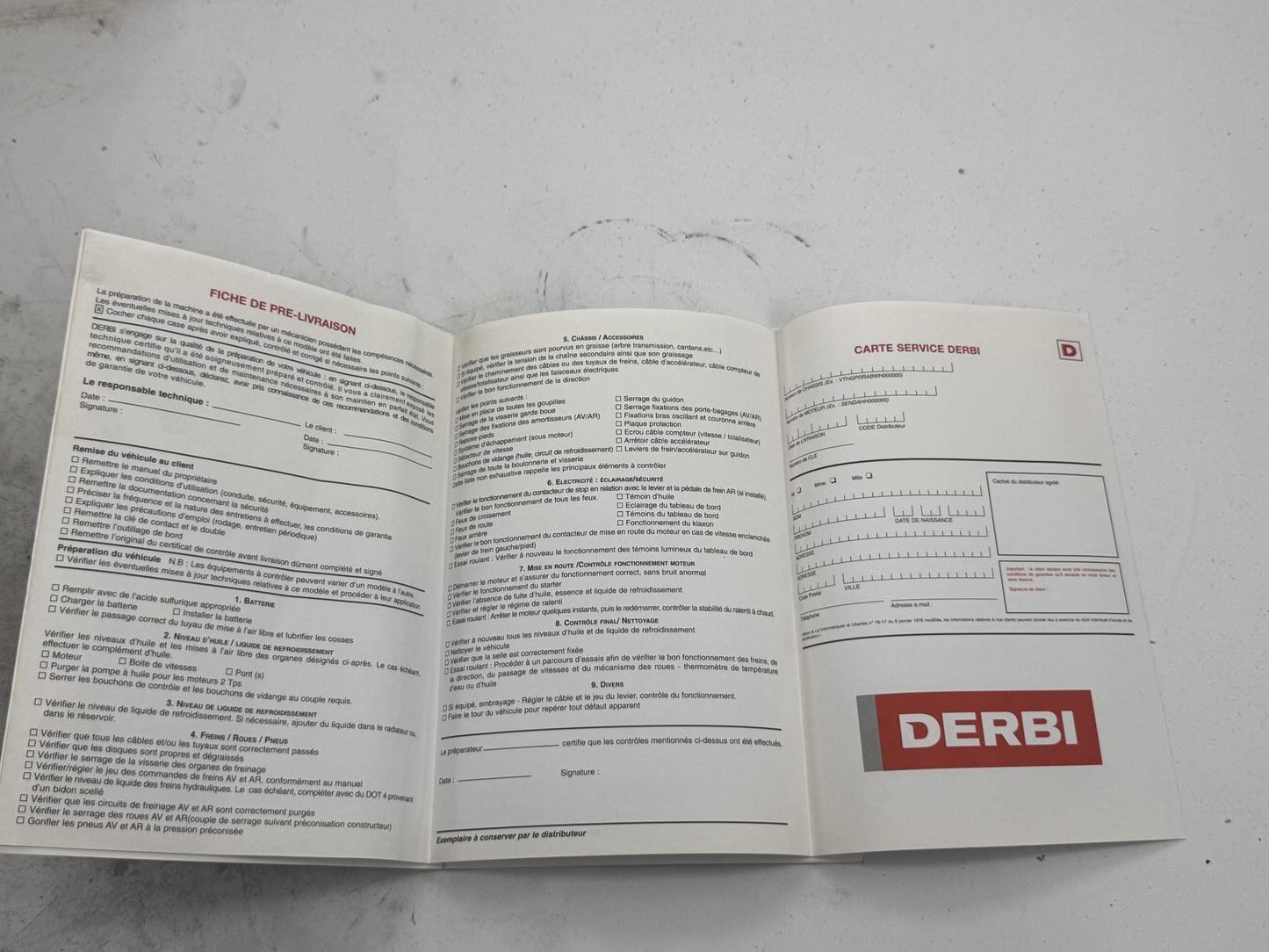 Derbi garantie boekje vintage