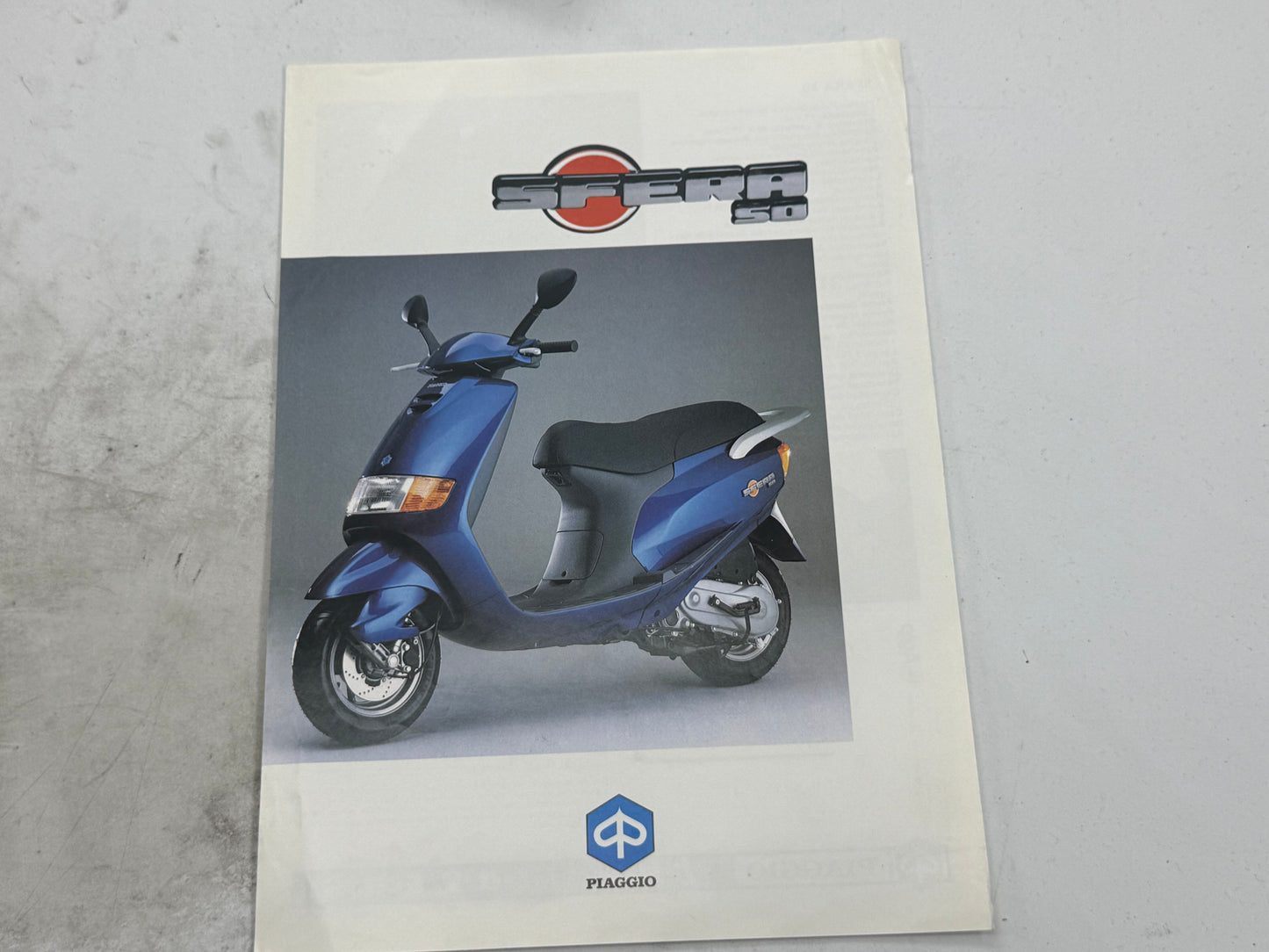 Piaggio Sfera 50 reclame blaadje vintage